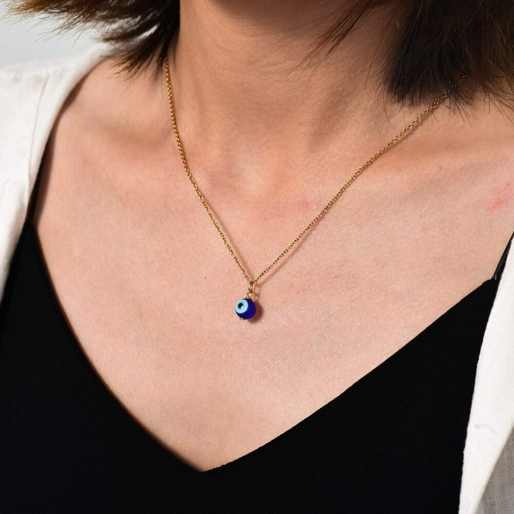 Evil Eye Necklace Chain Blue Eyes Amulet Pendant Necklace Ojo Turco Kabbalah Pro - Picture 7 of 8